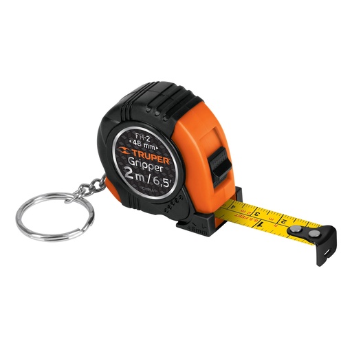 [14602] Flexómetro Gripper de 2 m tipo llavero, cinta 13 mm, Truper