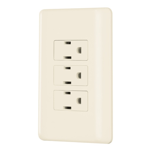 [26636] Placa armada 3 contactos aterrizados, marfil, Volteck