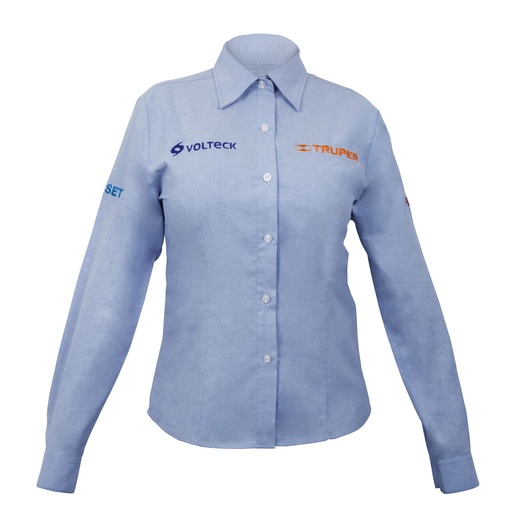 [63101] Camisa azul para dama, manga larga talla CH, Truper