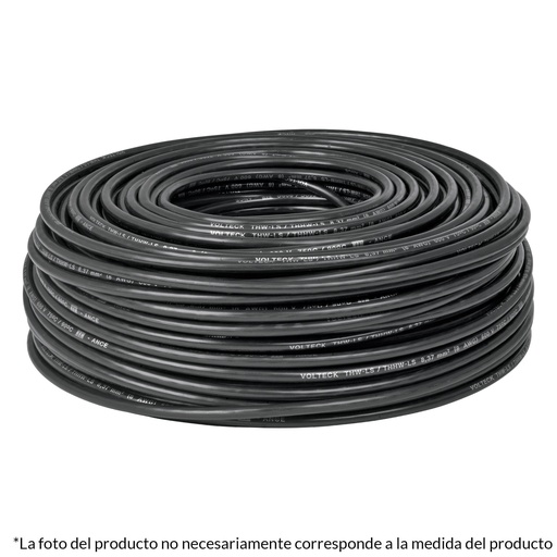 [40205] Rollo de 100 metros de cable THW CCA 8 AWG negro, Basic